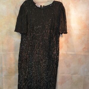 Black Sequinned Dress SZ L Andrea Collections